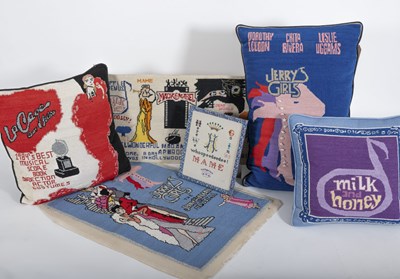 Lot 193 - A Group of Needlepoint Pillows Embroidered with Jerry Herman Musicals