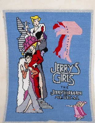 Lot 193 - A Group of Needlepoint Pillows Embroidered with Jerry Herman Musicals