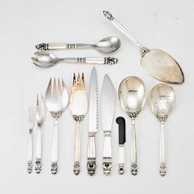Lot 272 - Georg Jensen Sterling Silver "Acorn" Pattern Flatware Service
