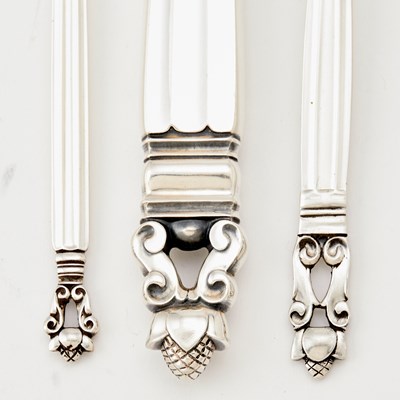 Lot 272 - Georg Jensen Sterling Silver "Acorn" Pattern Flatware Service