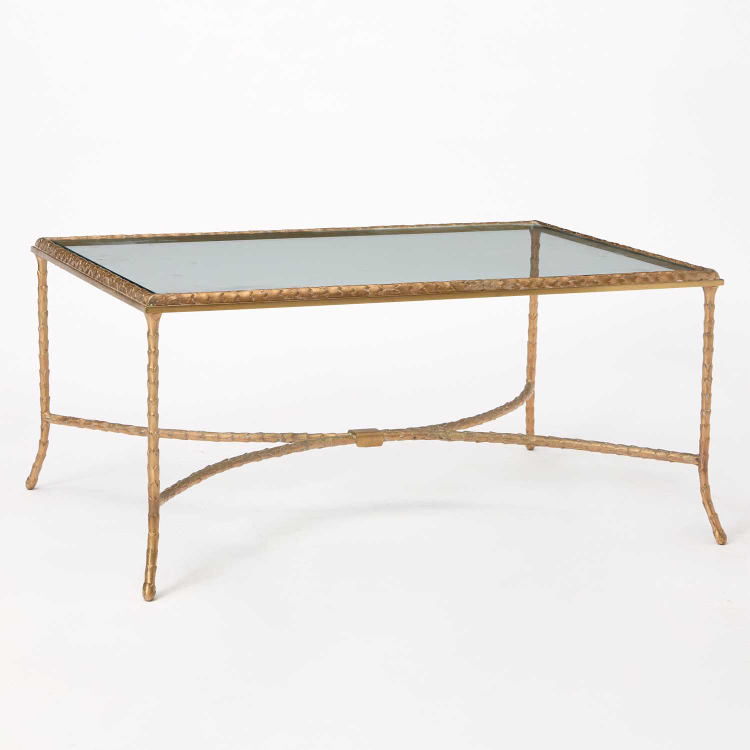 Lot 583 - Maison Jansen Style Bronze and Glass Low Table