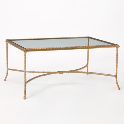 Lot 583 - Maison Jansen Style Bronze and Glass Low Table