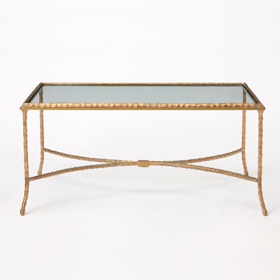 Lot 583 - Maison Jansen Style Bronze and Glass Low Table