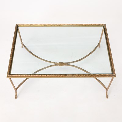 Lot 583 - Maison Jansen Style Bronze and Glass Low Table