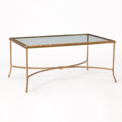 Lot 583 - Maison Jansen Style Bronze and Glass Low Table