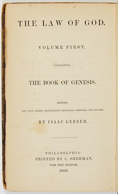 Lot 21 - The first Jewish translation of the Pentateuch into English