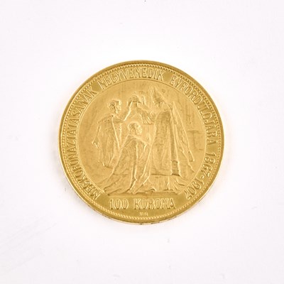 Lot 1082 - Hungary 1907 100 Korona 40th Anniversary of Coronation Proof Fr. 95, KM # 490