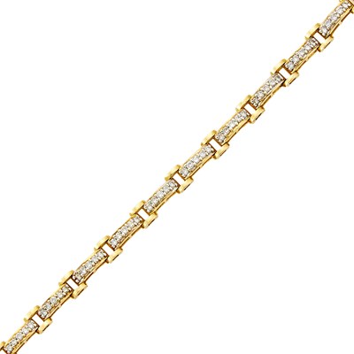 Lot 1219 - Two-Color Gold and Diamond Bracelet