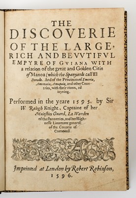 Lot 571 - A very scarce 1596 issue of Raleigh's discovery of Guiana