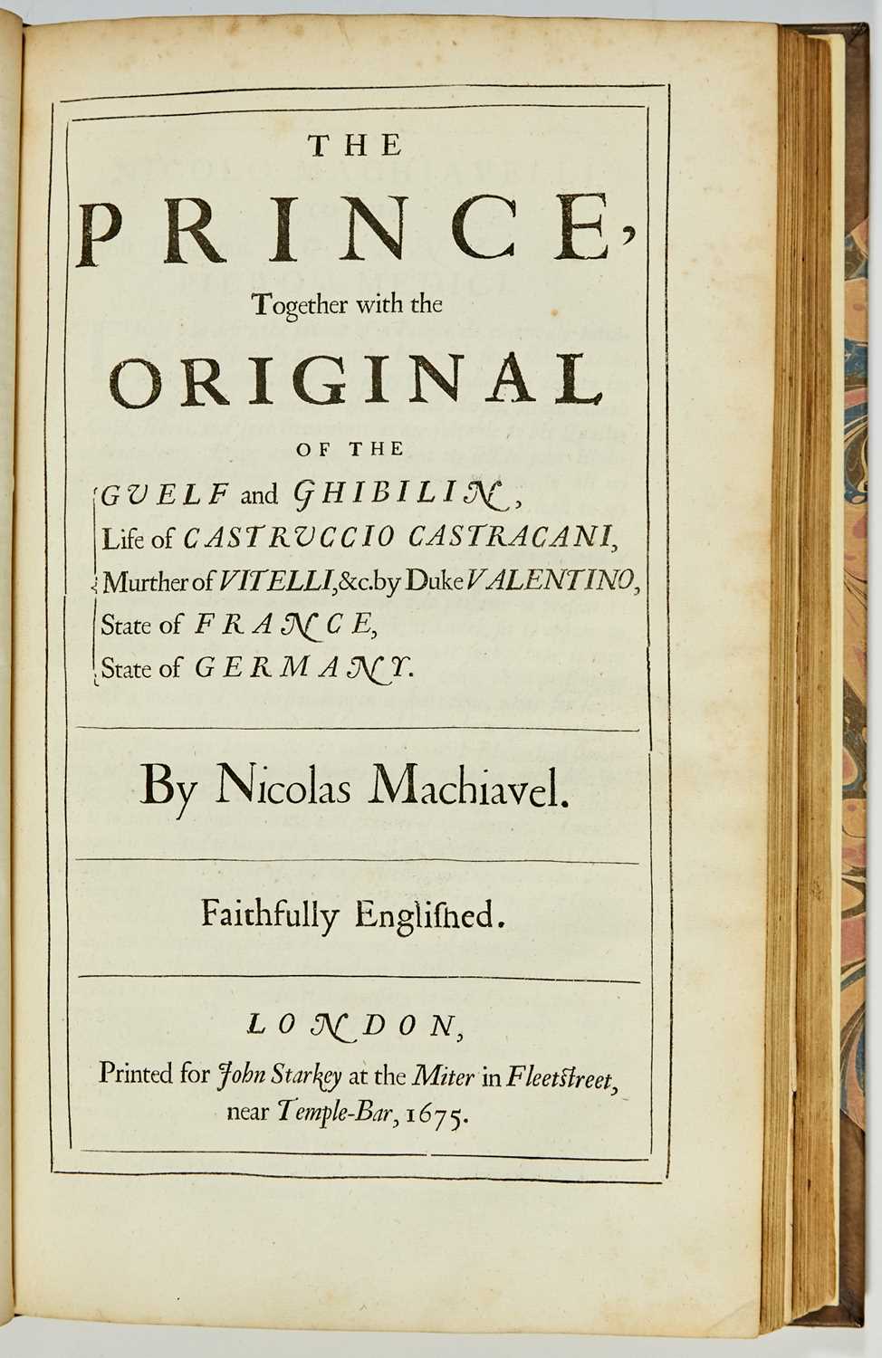 Lot 93 - The 1675 English translation of the works of Machiavelli