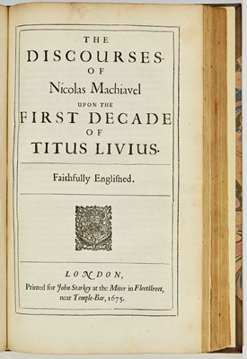 Lot 93 - The 1675 English translation of the works of Machiavelli