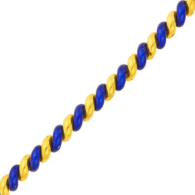 Lot 8 - Gold and Blue Enamel San Marco Link Bracelet