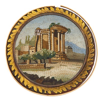 Lot 256 - Italian Grand Tour Micromosaic Circular Plaque