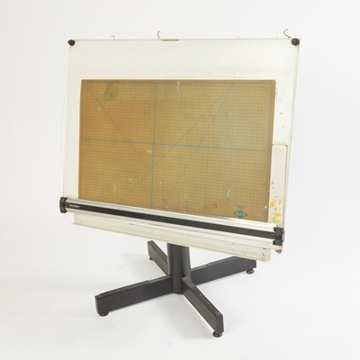Lot 453 - Al Jaffee's drafting table, side table, and a group of his art supplies from his studio