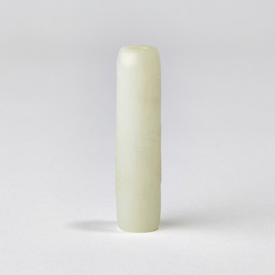 Lot 64 - A Chinese White Cylindrical Jade Sutra Holder