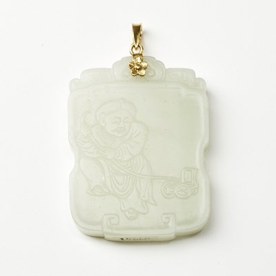 Lot 47 - A Chinese Carved White Nephrite Jade Pendant