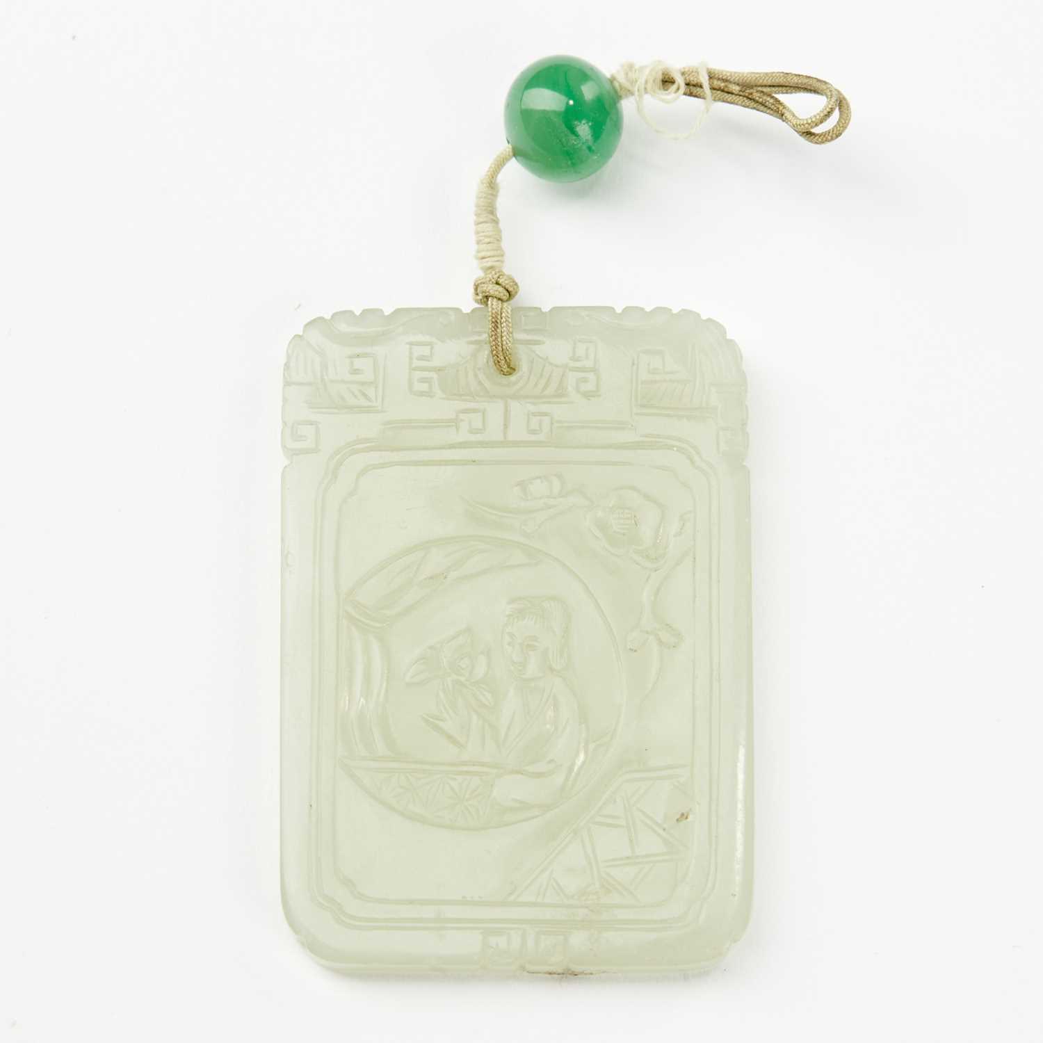 Lot 32 - A Chinese Off-White Rectangular Jade Plaque
