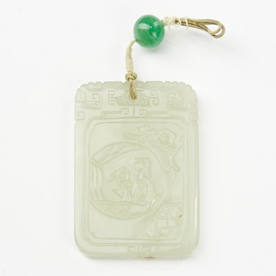 Lot 32 - A Chinese Off-White Rectangular Jade Plaque