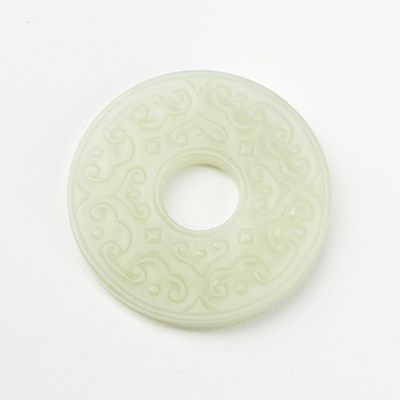 Lot 53 - A Chinese White Nephrite Jade Bi