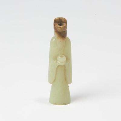 Lot 21 - A Chinese Archaistic Style Yellow Jade Figural Carving