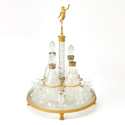 Lot 1104 - Moser Type Cut Glass and Gilt-Metal Decanter Set