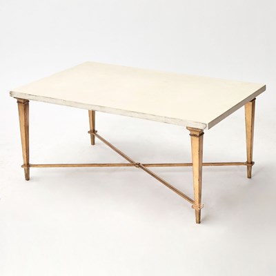 Lot 717 - Gilt-Metal and Travertine Low Table