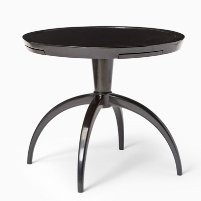Lot 719 - Black Lacquer Circular Games Table