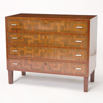 Lot 718 - Modern Rosewood Marquetry Chest of Drawers