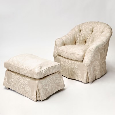 Lot 721 - Upholstered Club Chair and Ottoman