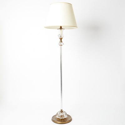 Lot 722 - French Brass and Glass Floor Lamp