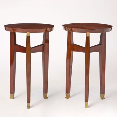 Lot 734 - Pair of Art Deco Brass Mounted Mahogany Side Tables