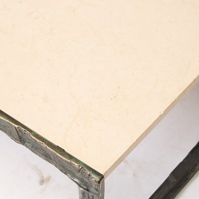 Lot 740 - Bronze Bruno Romeda Table Base with a Travertine Top