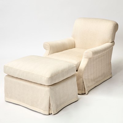 Lot 744 - Upholstered Club Chair and Ottoman