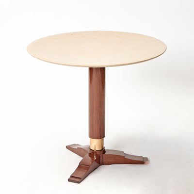 Lot 748 - Leleu Style Stone Top Brass Mounted Mahogany Table