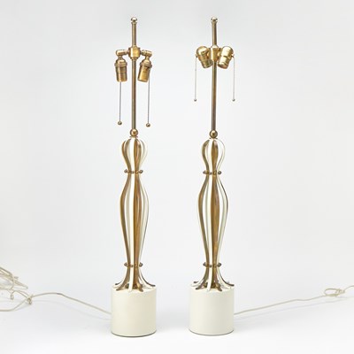 Lot 747 - Pair of Mixed Metal Lamps