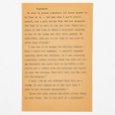 Lot 696 - In one tense page, Raymond Chandler recounts a nightmare