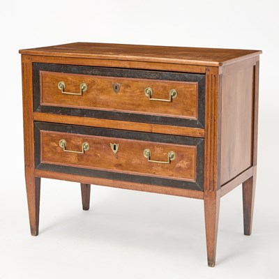 Lot 131 - Louis XVI Provincial Fruitwood and Part-Ebonized Commode