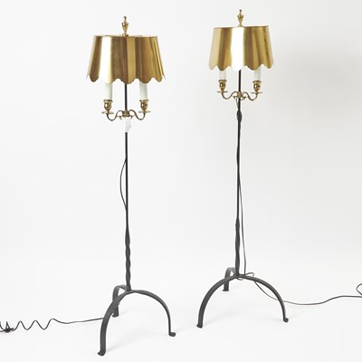 Lot 169 - Pair of Fortuny Wrought-Iron and Brass Floor Lamps