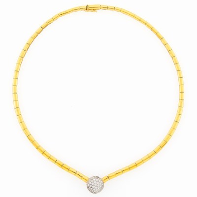 Lot 2008 - Two-Color Gold and Diamond Pendant-Necklace