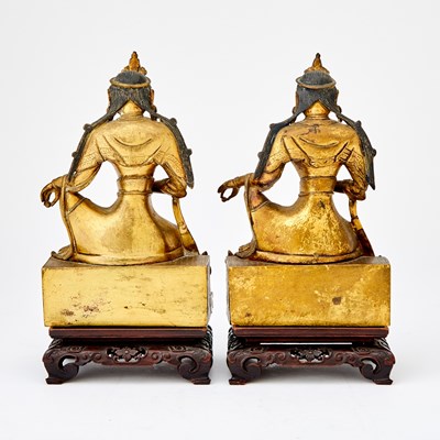 Lot 318 - A Matched Pair of Sino-Tibetan Gilt Bronze Figures of Guanyin