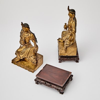 Lot 318 - A Matched Pair of Sino-Tibetan Gilt Bronze Figures of Guanyin