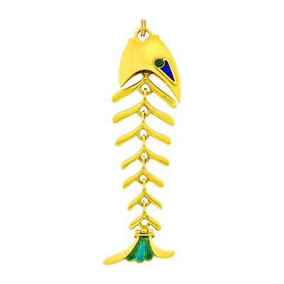 Lot 106 - Tiffany & Co. Gold and Enamel Fish Scale Pendant