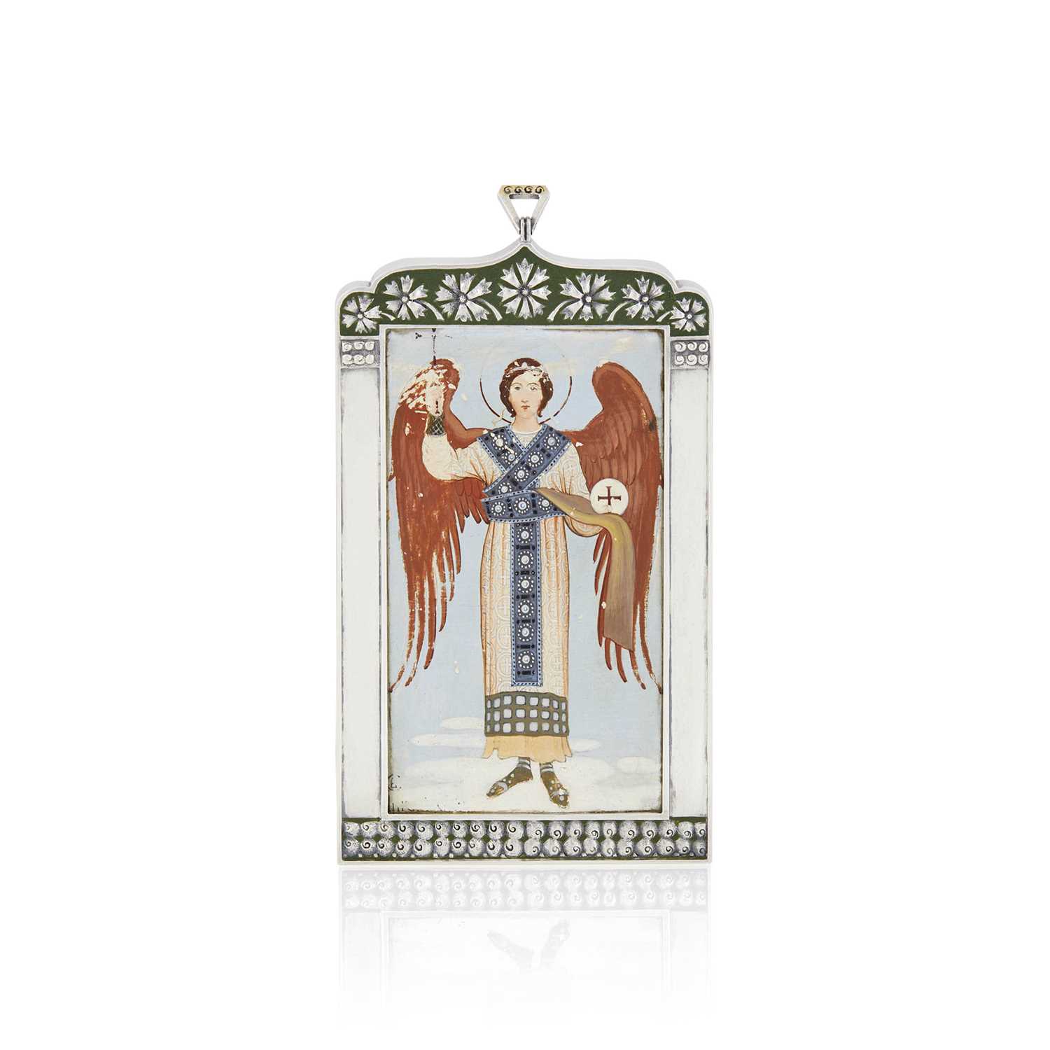 Lot 552 - Fabergé Silver and Enamel Icon of the Guardian Angel