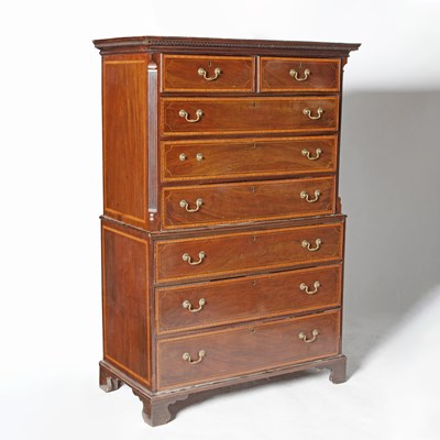 Lot 501 - George III Satinwood Inlaid Mahogany Chest on Chest