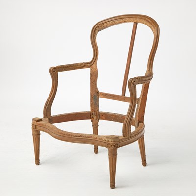 Lot 428 - Louis XV/ XVI Transitional Walnut Bergère en Cabriolet Frame