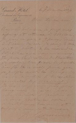 Lot 634 - A Leoncavallo autograph letter signed