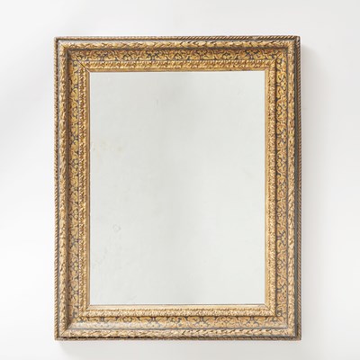 Lot 286 - Italian Black Painted and Parcel-Giltwood Mirror