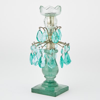 Lot 173 - Pair of Green Glass Lustres