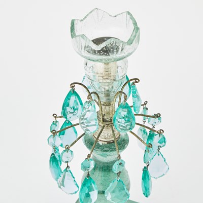 Lot 173 - Pair of Green Glass Lustres