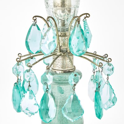 Lot 173 - Pair of Green Glass Lustres